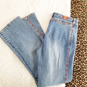 Y2K Pepe London Vintage Statement Rhinestone Jeans, 31